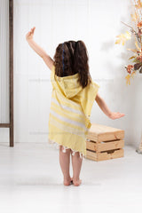 Kids Bathrobe Poncho Cotton Beach Towel Peshtemal Yellow - Swordslife