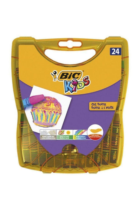 Kids 24 Color Plastic Box Oil Crayons