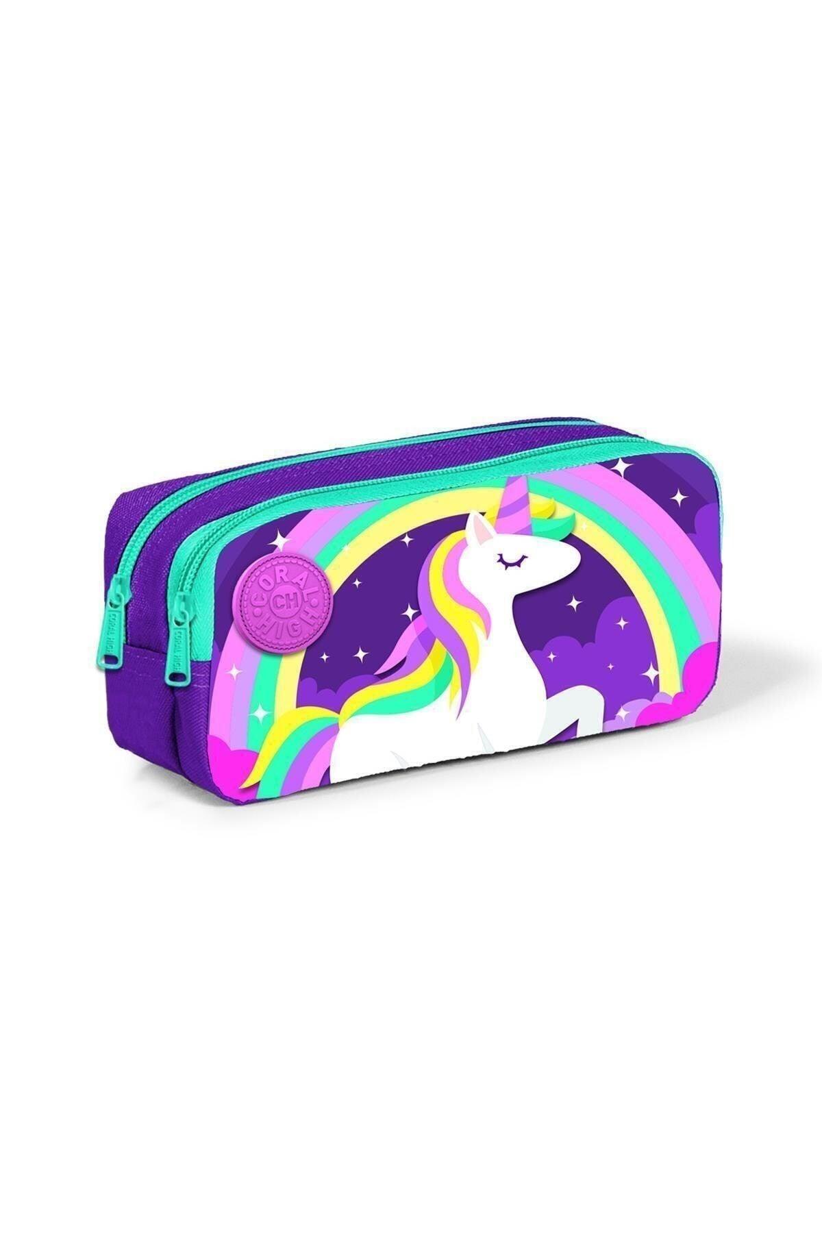 Kids Purple Water Green Unicorn Patterned Two