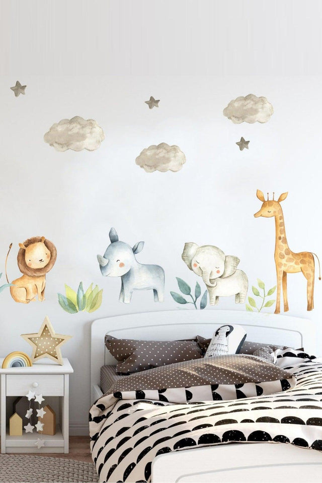 Kids Room Wall Sticker Set Cute Animals - Swordslife