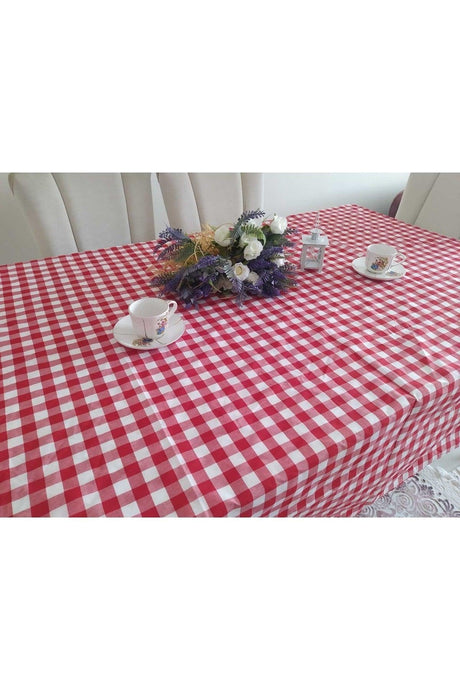 Red Plaid Large Checkered Nostalgic Table Cloth - Swordslife