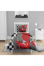 Red Race Car Flag Patterned Kid Single Duvet Cover Set - Swordslife