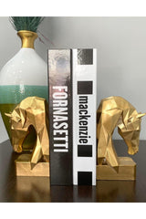 Book Holder Cubic Horse Figured 2 Pcs Gold Color Polyester - Swordslife