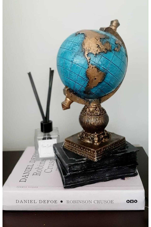 World Globe Atlas Statue with Book - Swordslife