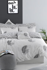 Easy-to-Iron Duvet Cover Set Palma Gray Double - Swordslife