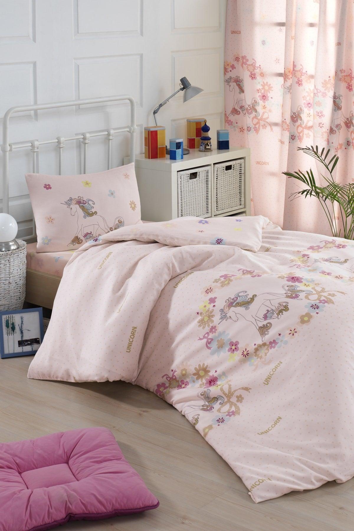 Easy Iron Duvet Cover Set Single Unicorns Pink - Swordslife