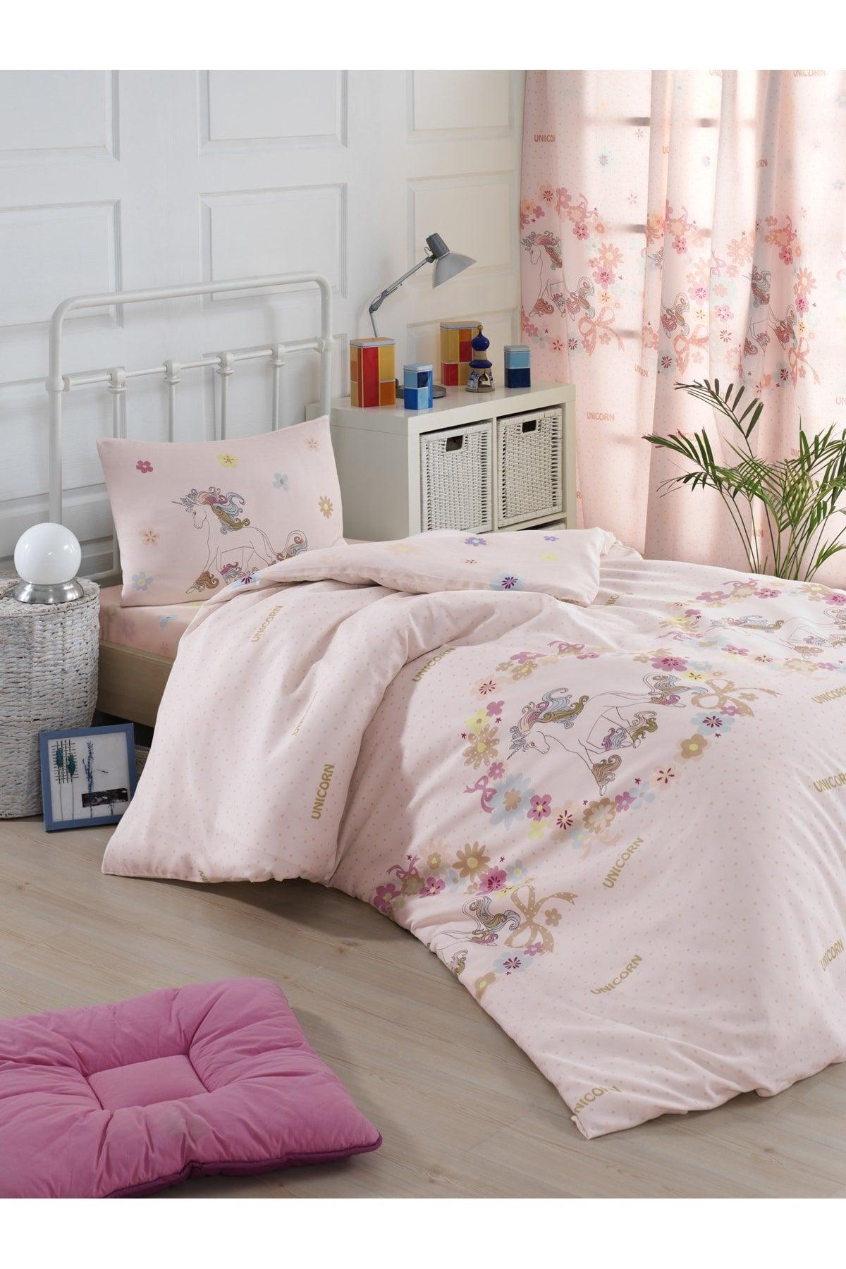 Easy Iron Duvet Cover Set Single Unicorns Pink - Swordslife