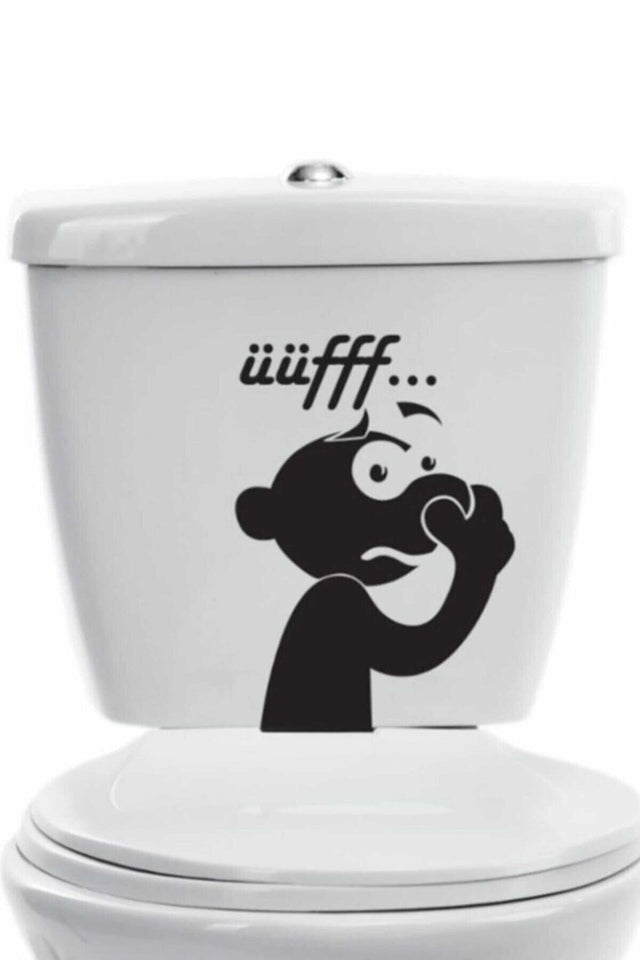 Funny Uff Smell Decorative Toilet Bowl Bathroom Sticker Black - Swordslife