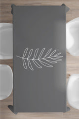 White Leaf Pattern Table Cloth on Dark Gray Floor - Swordslife