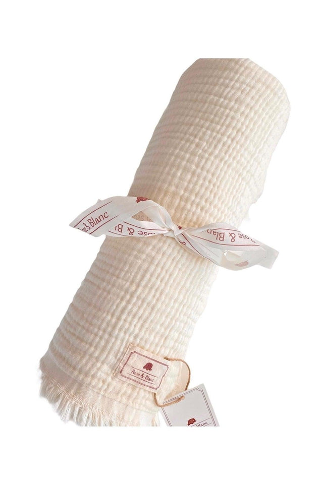 Cream 100% Cotton 4-Ply Muslin Blanket 110x120cm - Swordslife