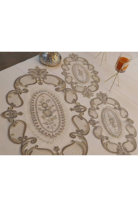 Cream Gold Silk Embroidery Bedroom Set - Swordslife