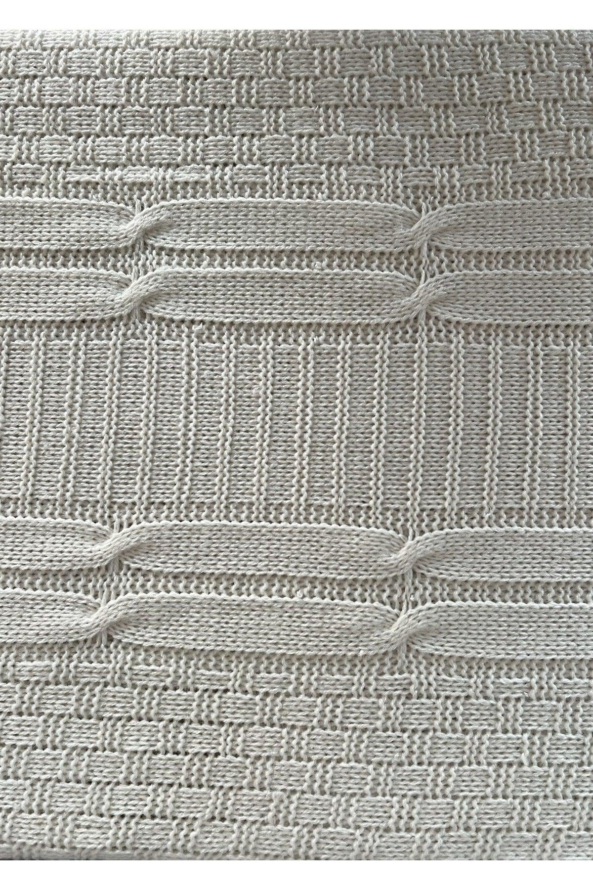 Cream Knitted Knitwear Blanket 220x240 - Swordslife