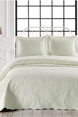 Cream Authentic Double Microfiber Quilted Bedspread - Swordslife