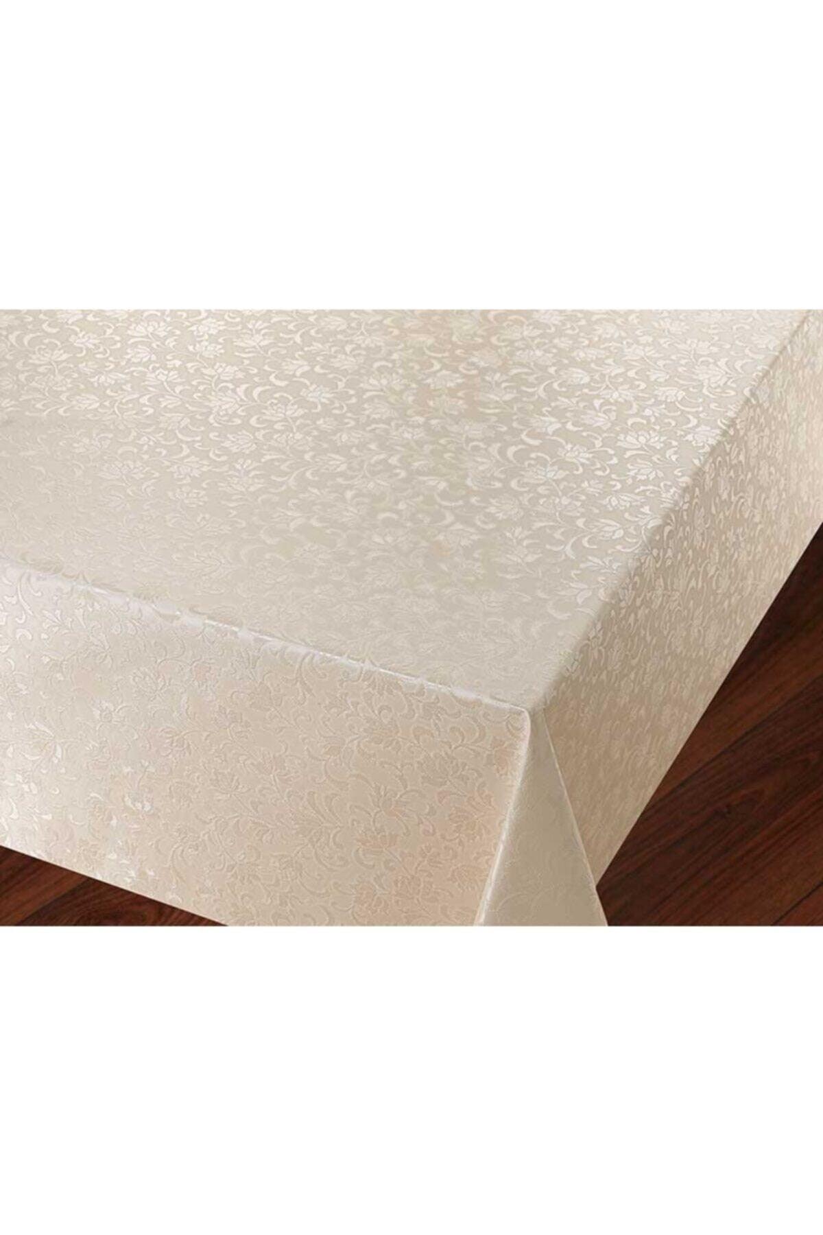 Cream PVC Lined Linoleum Plastic Wipeable Table Cloth - Swordslife