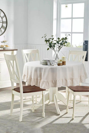 Cream Color Natural Table Linen Vintage 160 cm Round - Swordslife