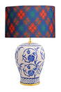 Kty-srm01 Blue Blanc Ceramic Lampshade - Diagonal Patterned - Swordslife