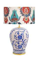 Kty-srm01 Blue Blanc Ceramic Lampshade - Tulip Pattern - Swordslife