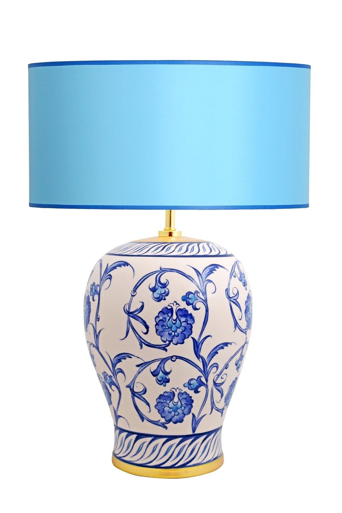 Kty-srm01 Blue Blanc Ceramic Lampshade - Turquoise - Swordslife