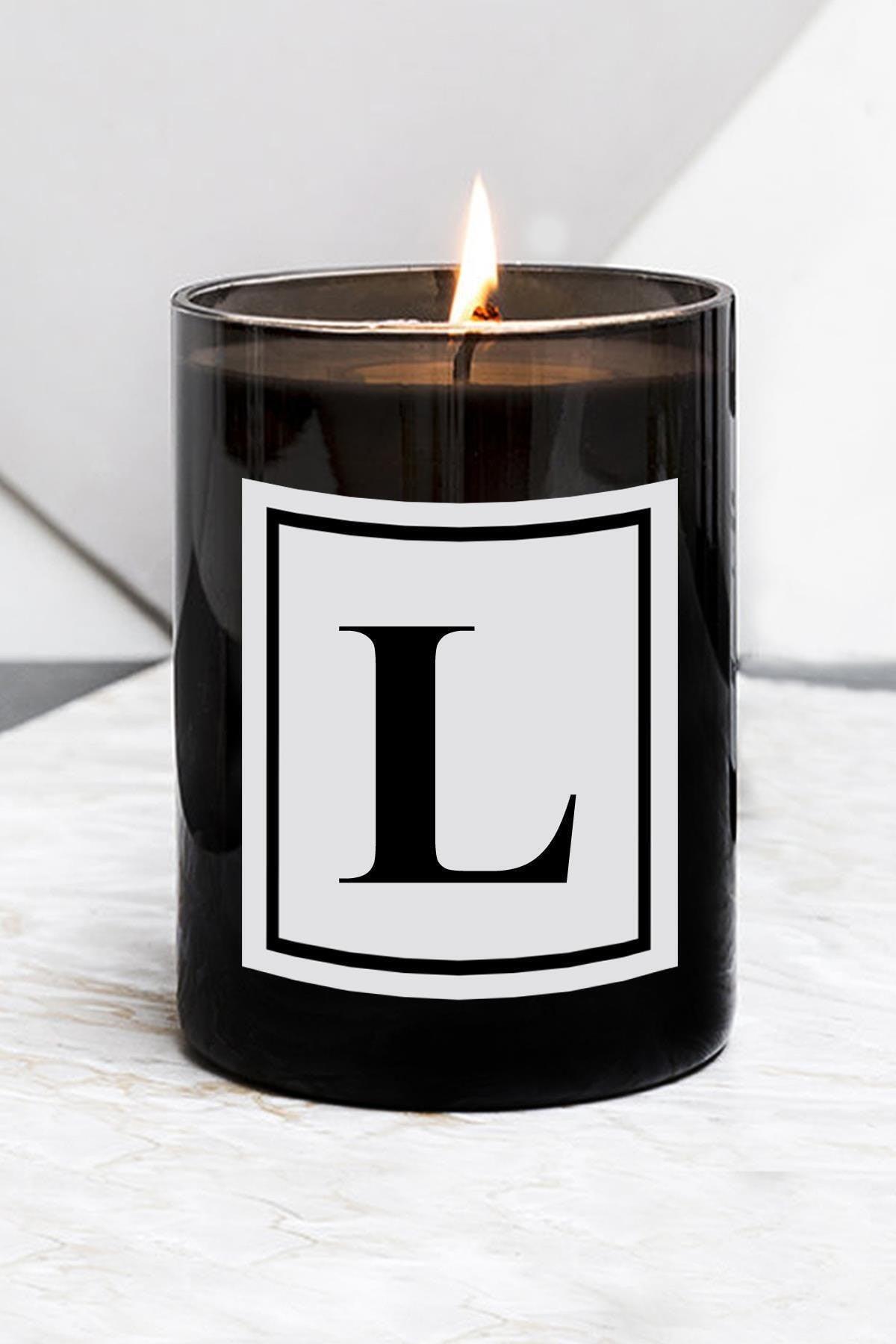 Letter L Large Size Black Glass Candle - Swordslife