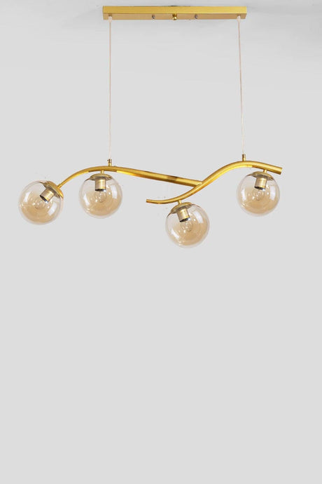 Labra Modern Architectural Design Matte Gold Case Honey Glass Row Quad Chandelier - Swordslife