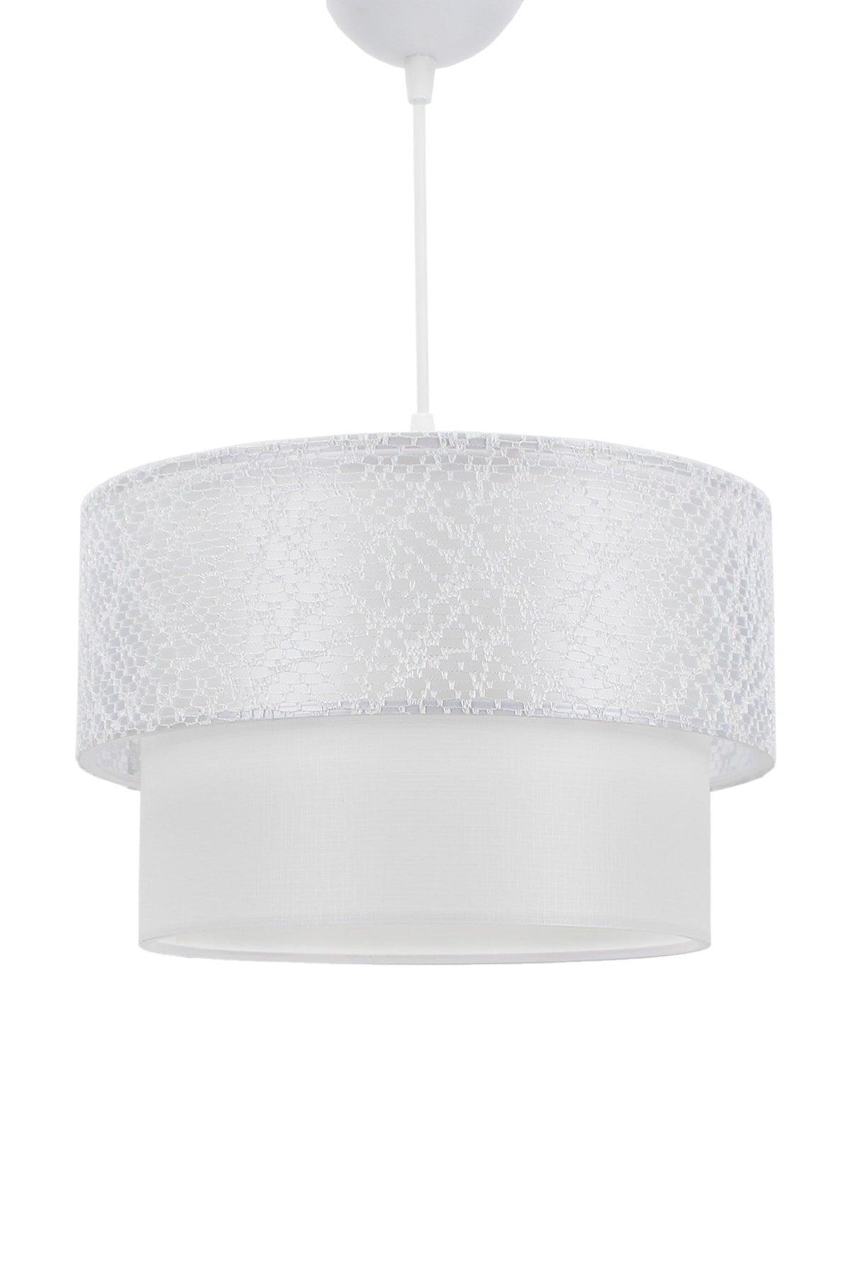 Lacy White Triple Lampshade Chandelier Set Bedroom Lighting - Swordslife