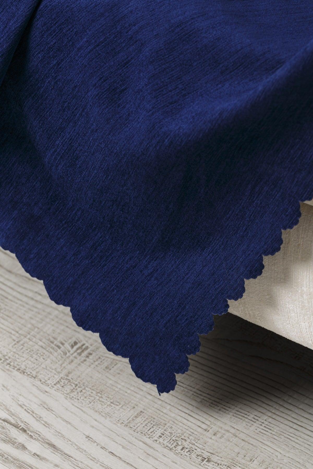 Navy Blue Chenille Double Sided Sofa Bed Seat Cover Shawl - Swordslife