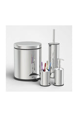 Laisyhome Chrome 4 Pcs Set Pedal Dustbin Wc