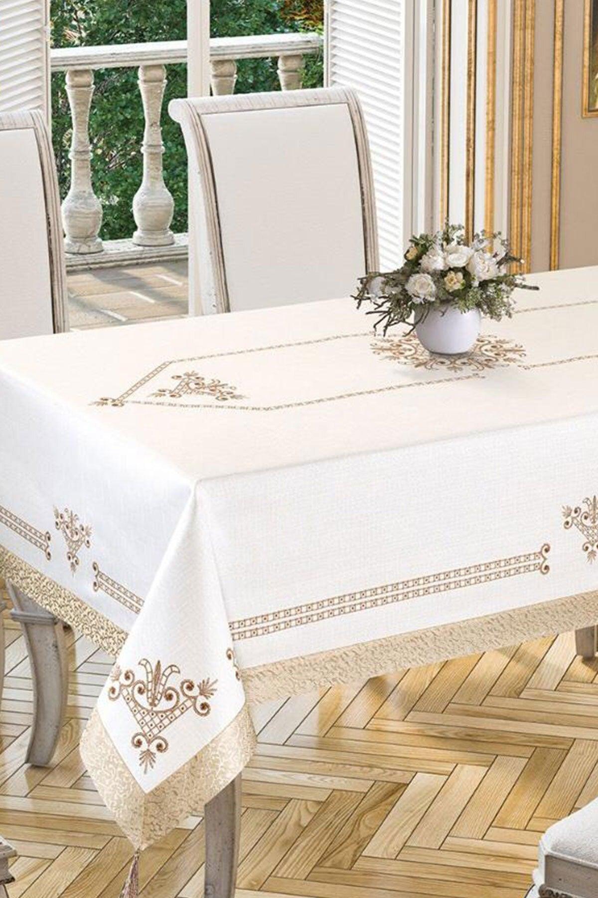 Tulip Printed Rectangle Table Cloth Gold - Swordslife