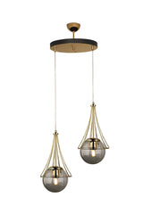 Lapis 2.li Chandelier Gold-smoked Globe Glass