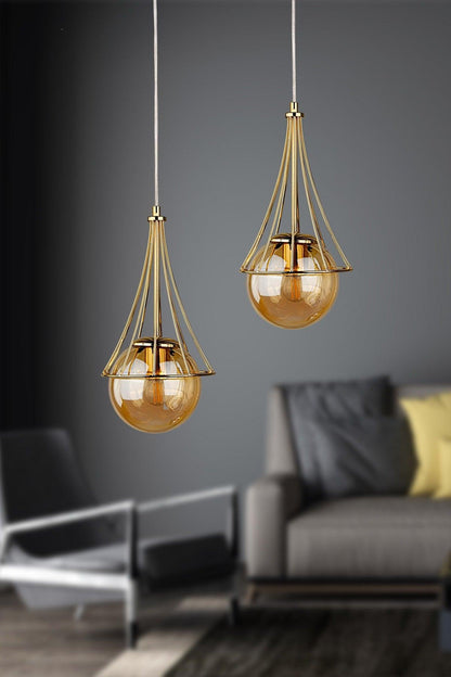 Lapis 2.li Chandelier Gold-honey Glop Glass