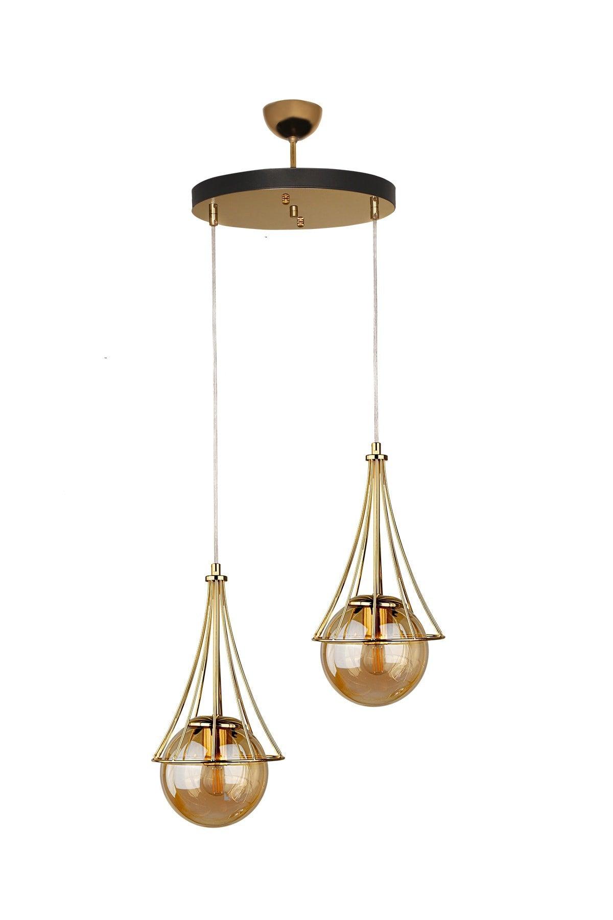 Lapis 2.li Chandelier Gold-honey Glop Glass