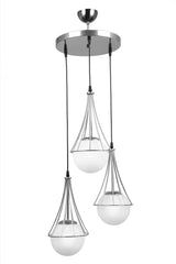 Lapis 3rd Chandelier Chrome-white Globe Glass - Swordslife