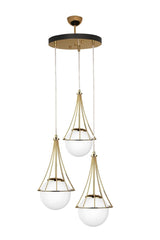 Lapis 3rd Chandelier Gold-white Globe Glass - Swordslife