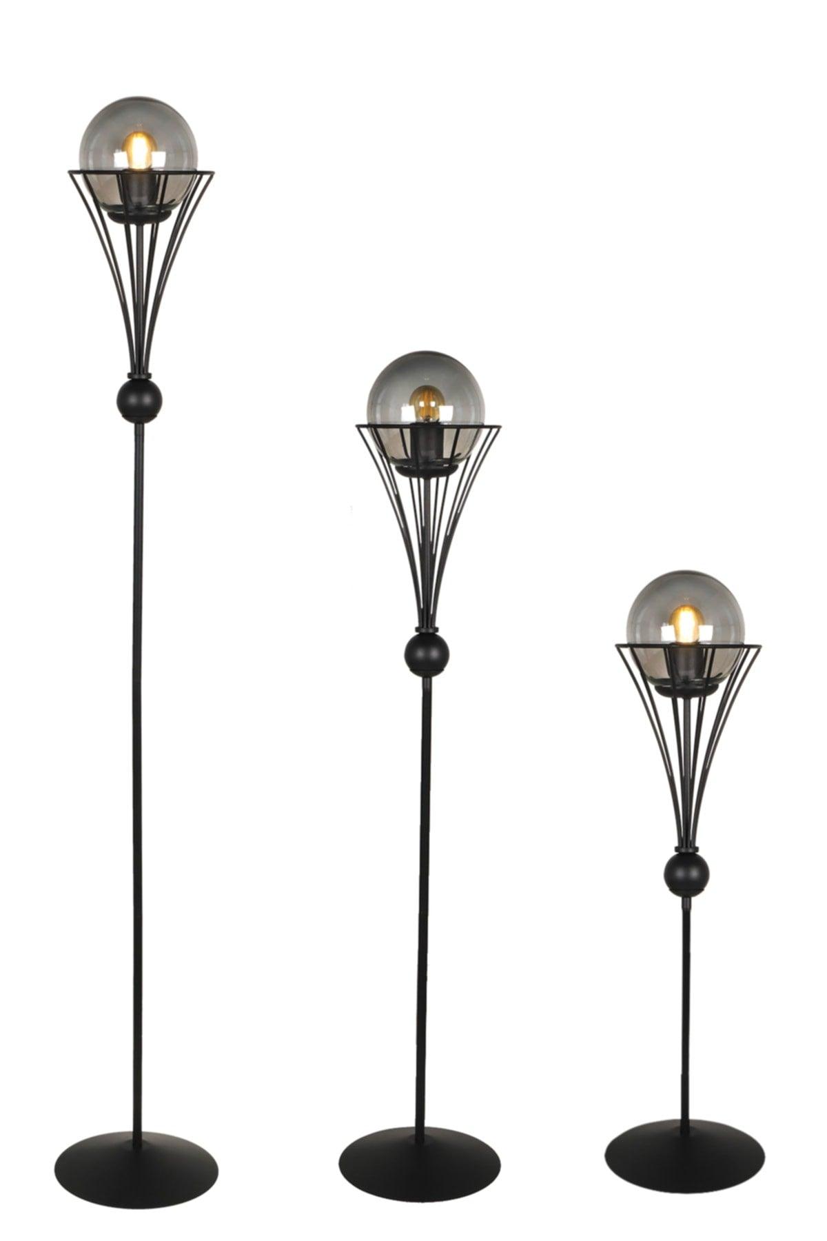 Lapis Adjustable Floor Lamp Black Smoked Glass - Swordslife