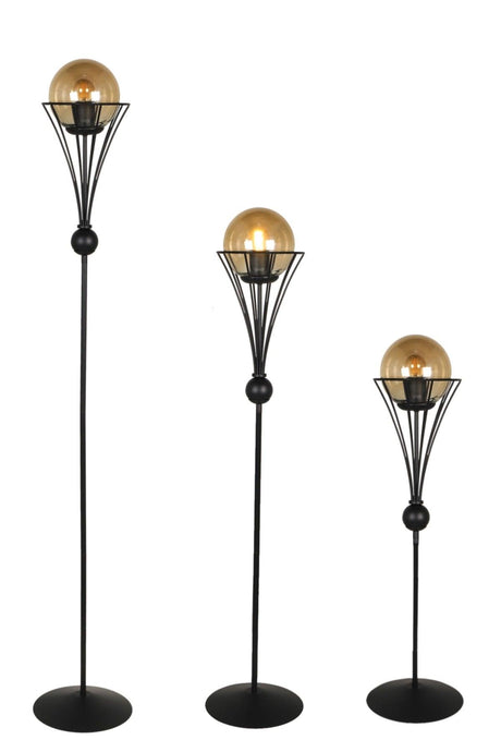 Lapis Adjustable Floor Lamp Black Honey Glass - Swordslife