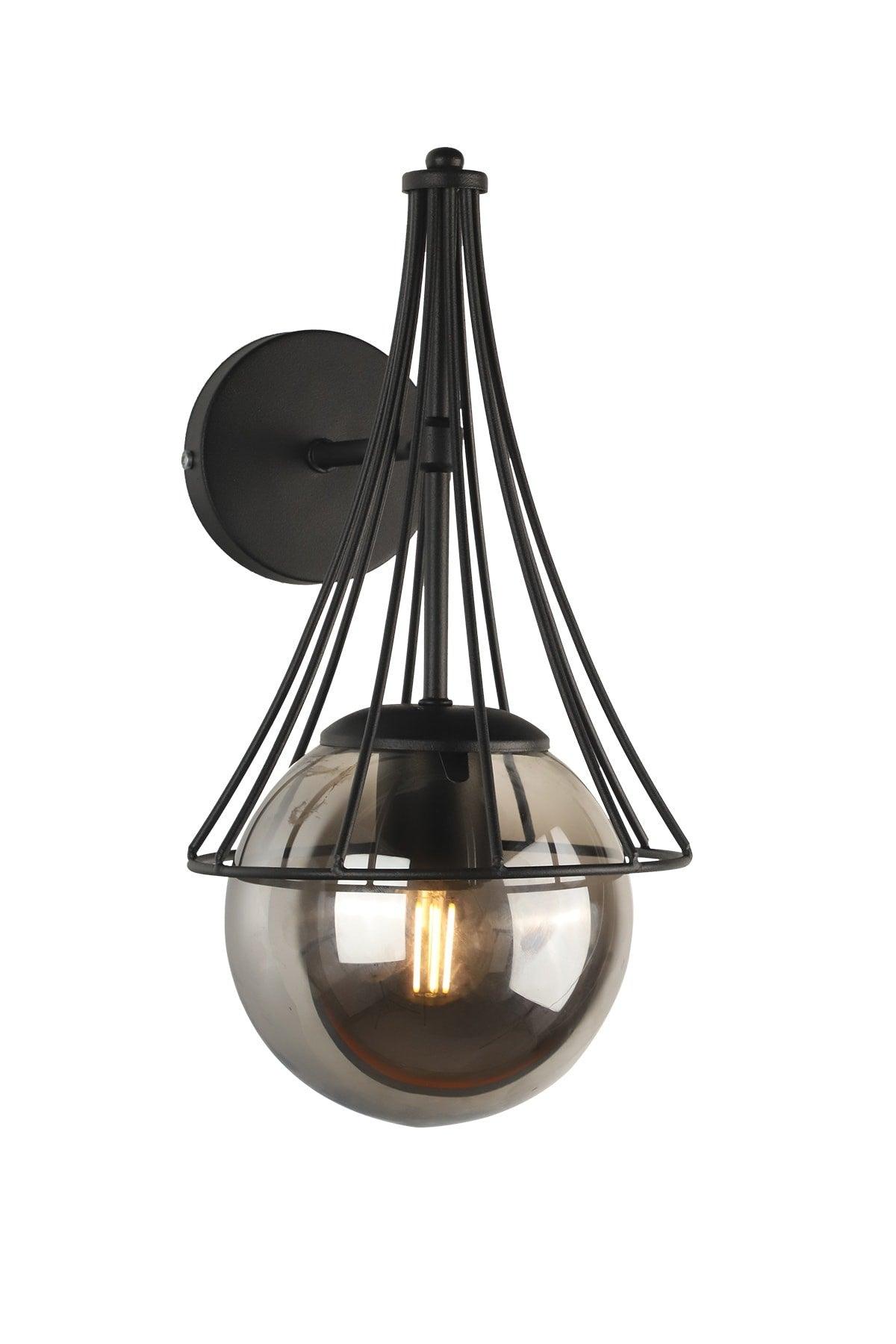 Lapis Sconce Black Smoked Globe Glass - Swordslife