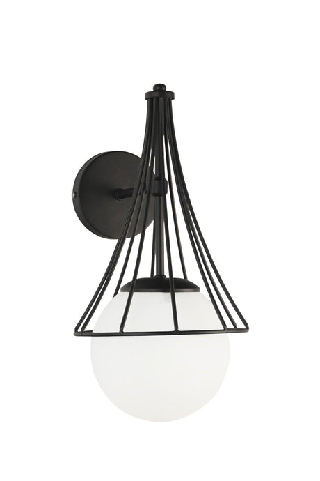 Lapis Sconce Black White Globe Glass - Swordslife