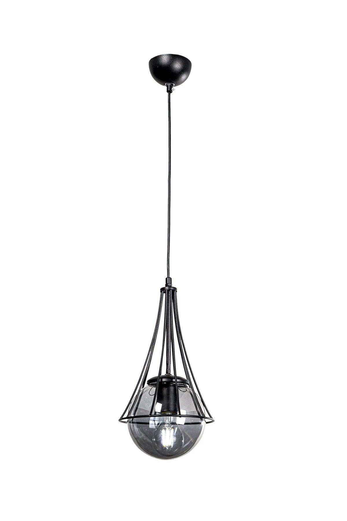 Lapis Single Black-smoked Globe Glass Chandelier - Swordslife