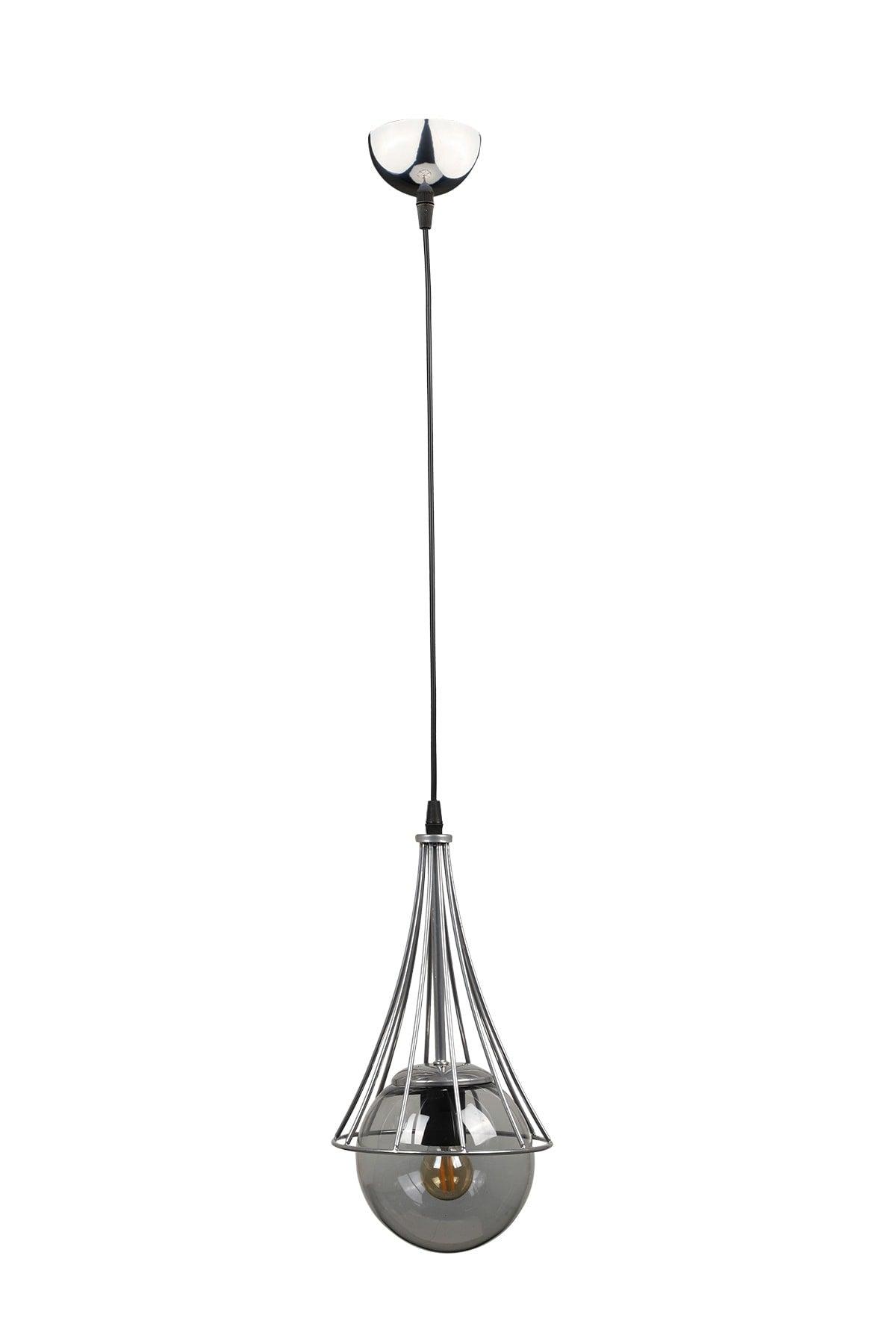 Lapis Single Chandelier Chrome-smoked Globe Glass - Swordslife