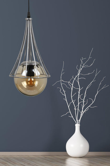 Lapis Single Chandelier Chrome-honey Globe Glass - Swordslife