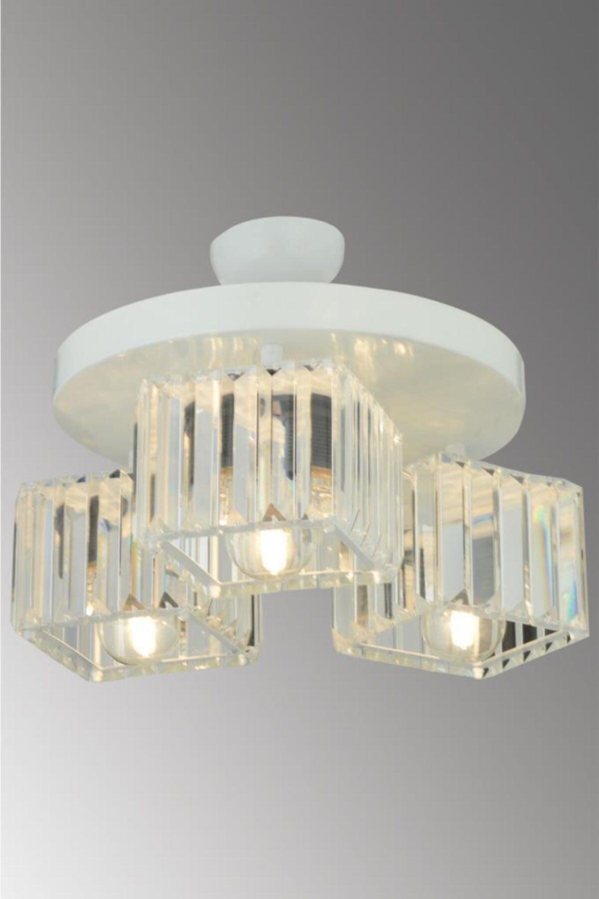 Lara Triple White Plaf.k-10 Crystal Stone Chandelier - Swordslife