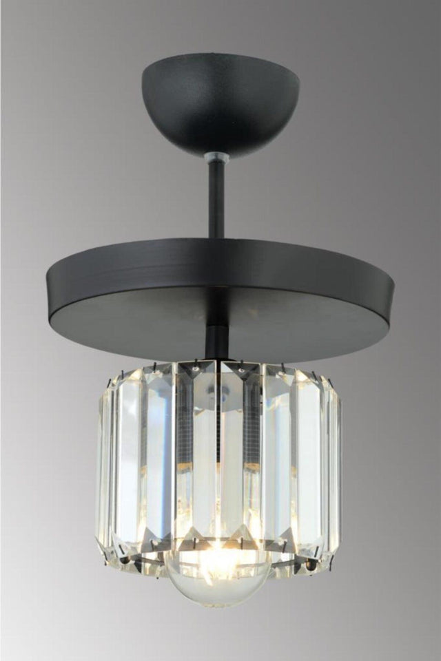 Lara Single Round Black Y-10 Crystal Stone Chandelier - Swordslife