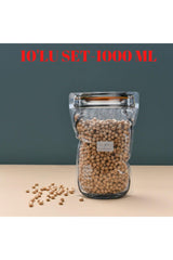 Large Size Clip-Lid Jar-Look Storage Bag-10 Pcs-1000 Ml - Swordslife