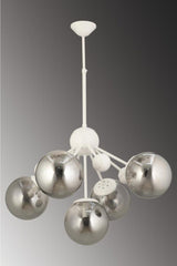 Larin 5 Piece White Smoked Globe Glass Chandelier - Swordslife