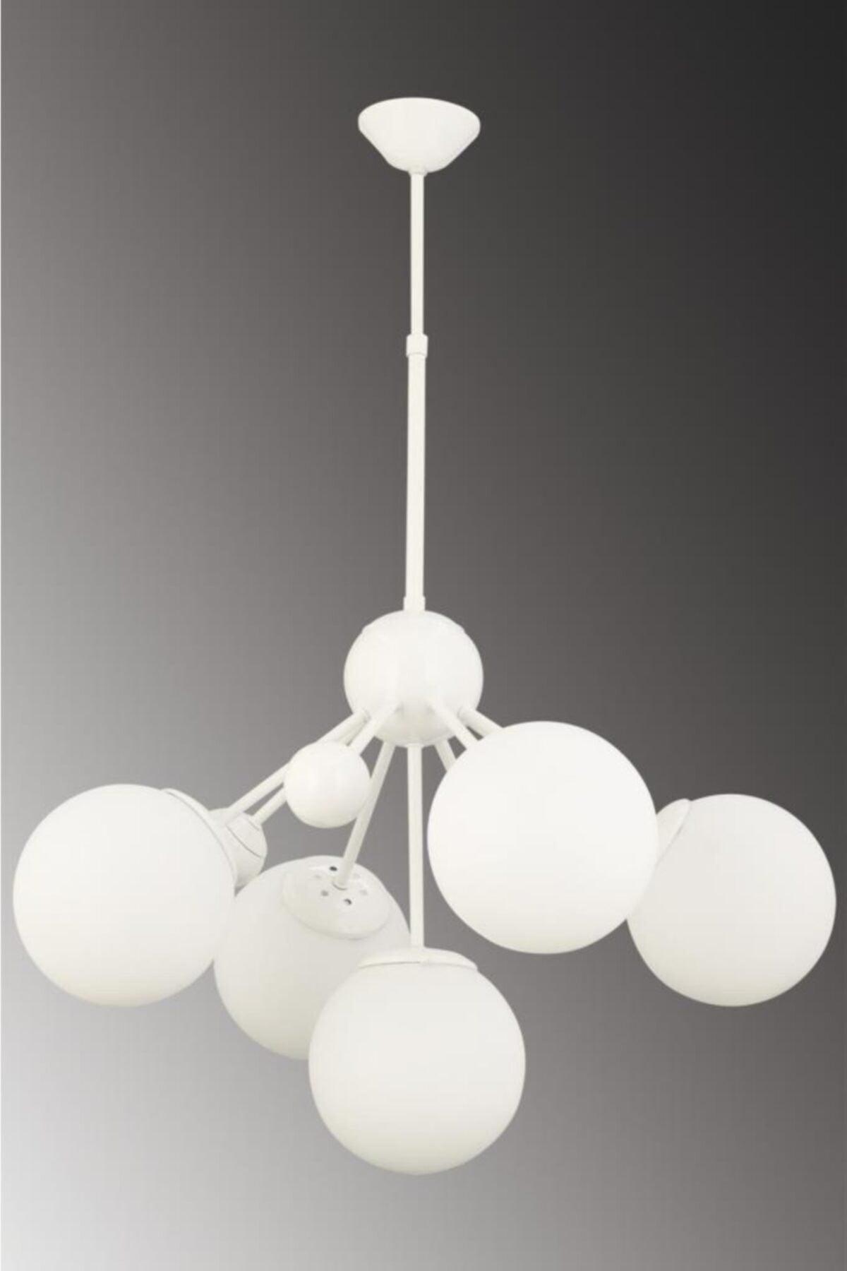 Larin 5 Piece White Globe Glass Chandelier - Swordslife