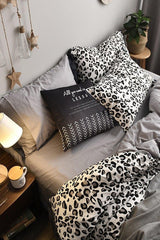 Elastic Linen Duvet Cover Set Double Leopard Premium Cotton 64s - Swordslife