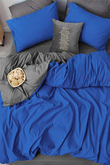 Double Linen Duvet Cover Set Blue Gray - Swordslife