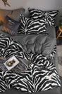 Elastic Linen Duvet Cover Set Zebra Double Black - Swordslife