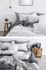 Elastic Bed Linen Duvet Cover Set Single White Small Square Small - Swordslife