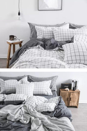 Elastic Bed Linen Duvet Cover Set Single White Small Square Small - Swordslife
